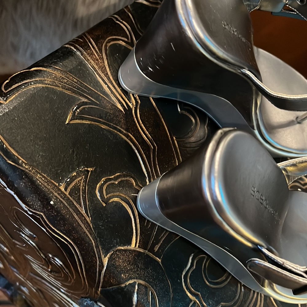 This BCBGeneration Wedge is Silver with a Pewter color combination. 6.5 M - Picture 6 of 7